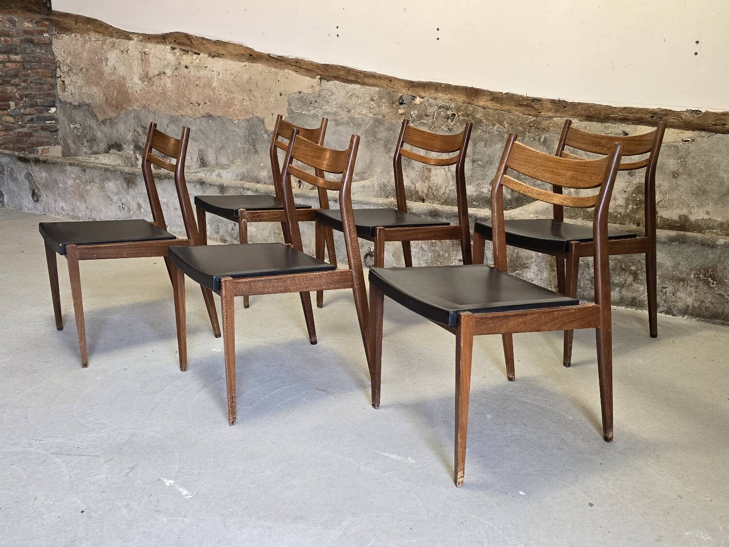 6 Scandinavian style teak chairs 1960