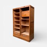 Antique oak tambour door filing cabinet, H120