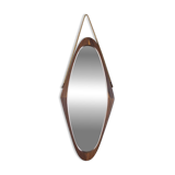 Miroir mural ovale vintage en bois des années 1960, design italien