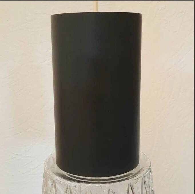 three vintage pendant lamps, copper, aluminum and glass.