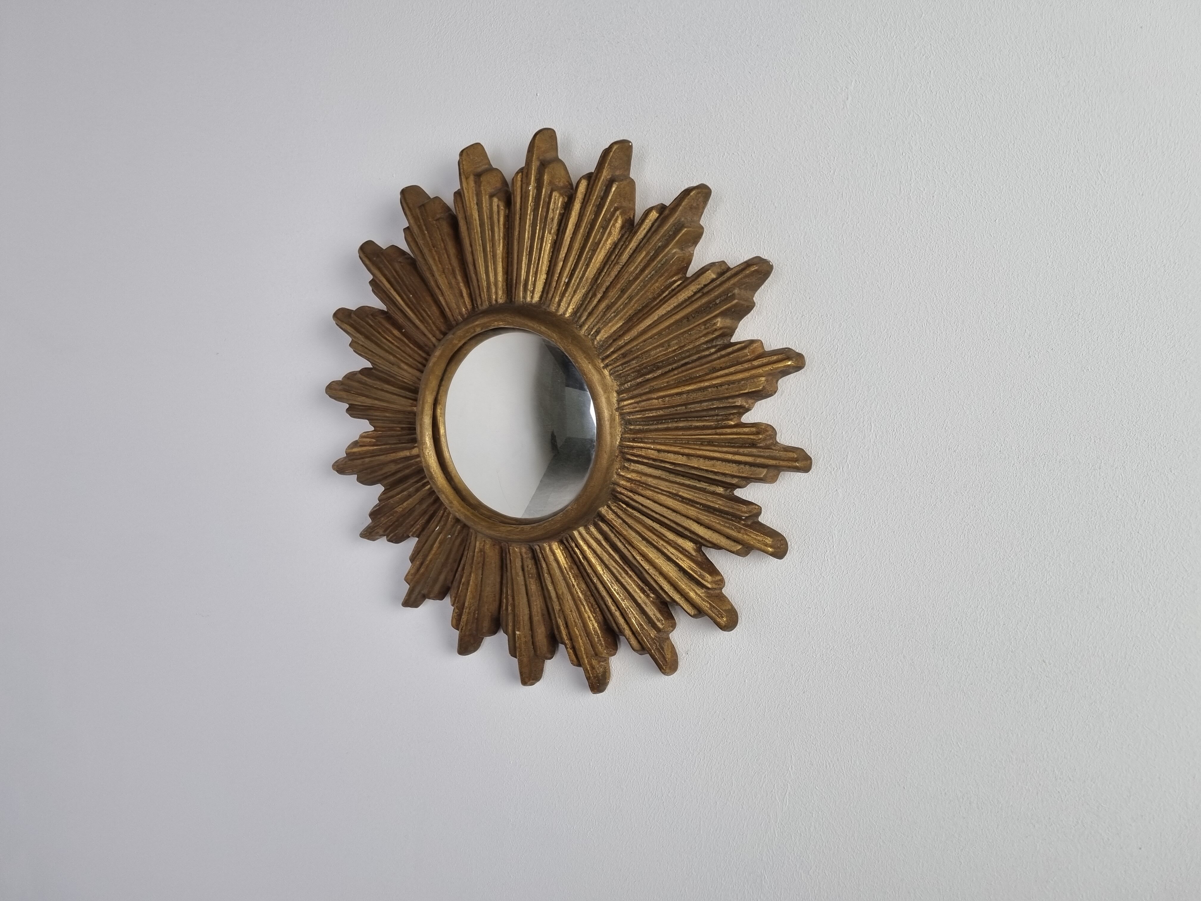 Miroir en terre cuite du milieu du siècle années 1960 42cm