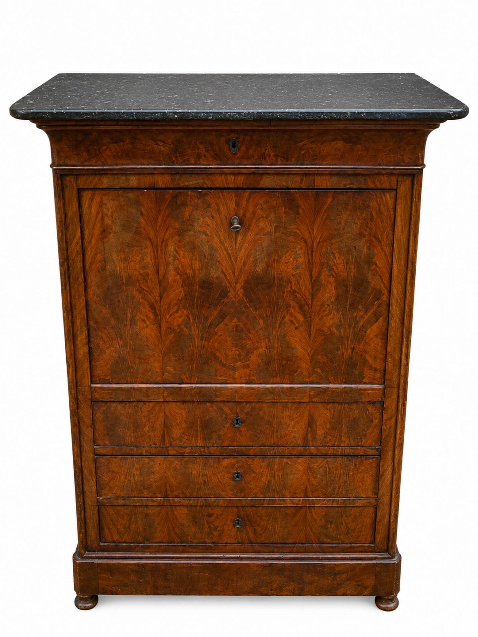 Flamed Mahogany Secretary - Louis-Philippe Period, 19th Century