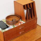 Console, Scandinavian shelf to place or wall in teak and Josef Frank pattern paper
