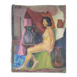 Late 20th Century Female Nude Portrait Painting