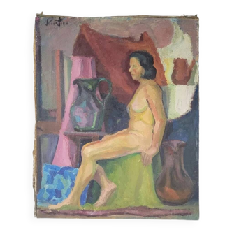 Late 20th Century Female Nude Portrait Painting