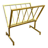 50s brass magazine rack, vintage design magazine rack