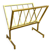 50s brass magazine rack, vintage design magazine rack