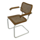 Chair Cesca model with armrests B64 in white metal and wood