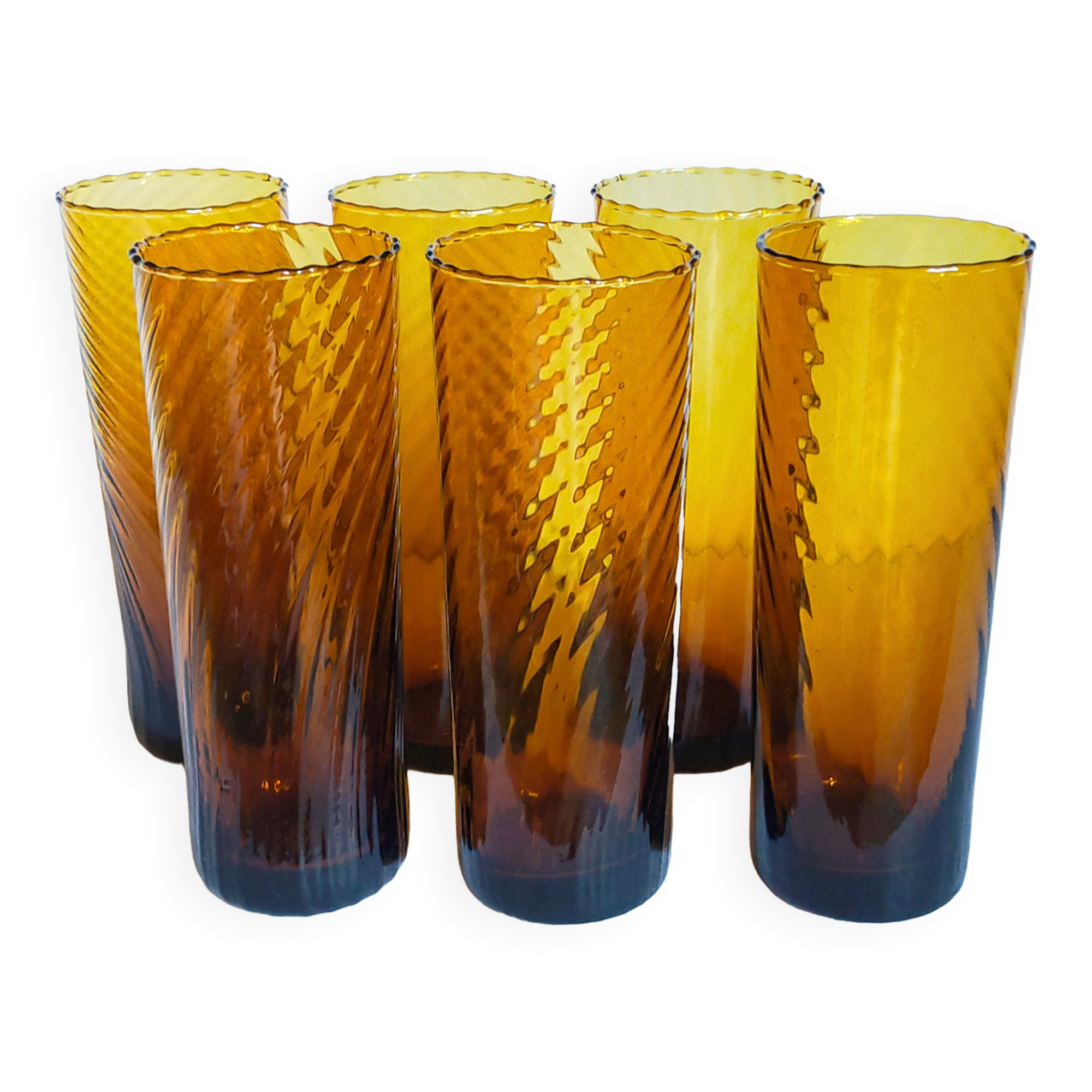 Lot de six verres en verre soufflé