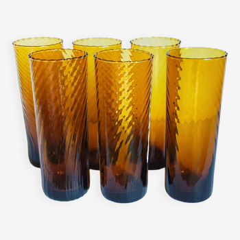 Set of six blown glass glasses