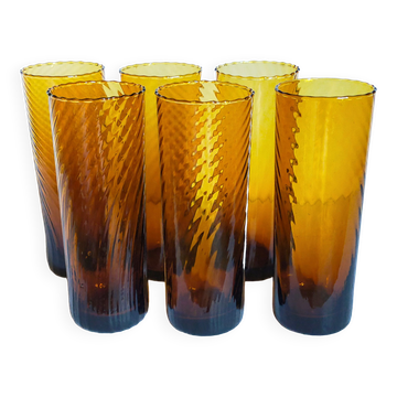 Lot de six verres en verre soufflé