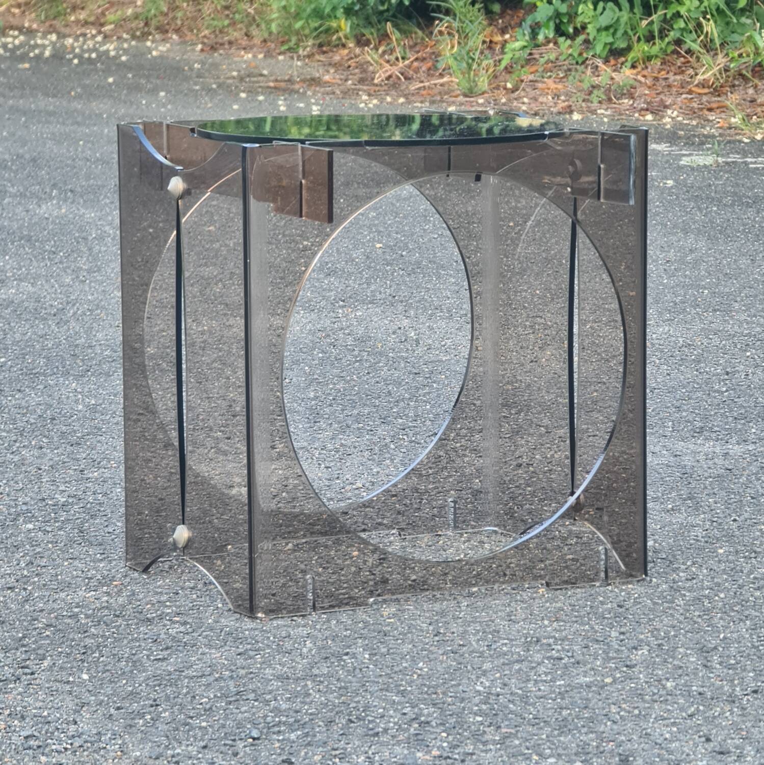 Bedside side table, plexiglass end table Vintage 1970 space age