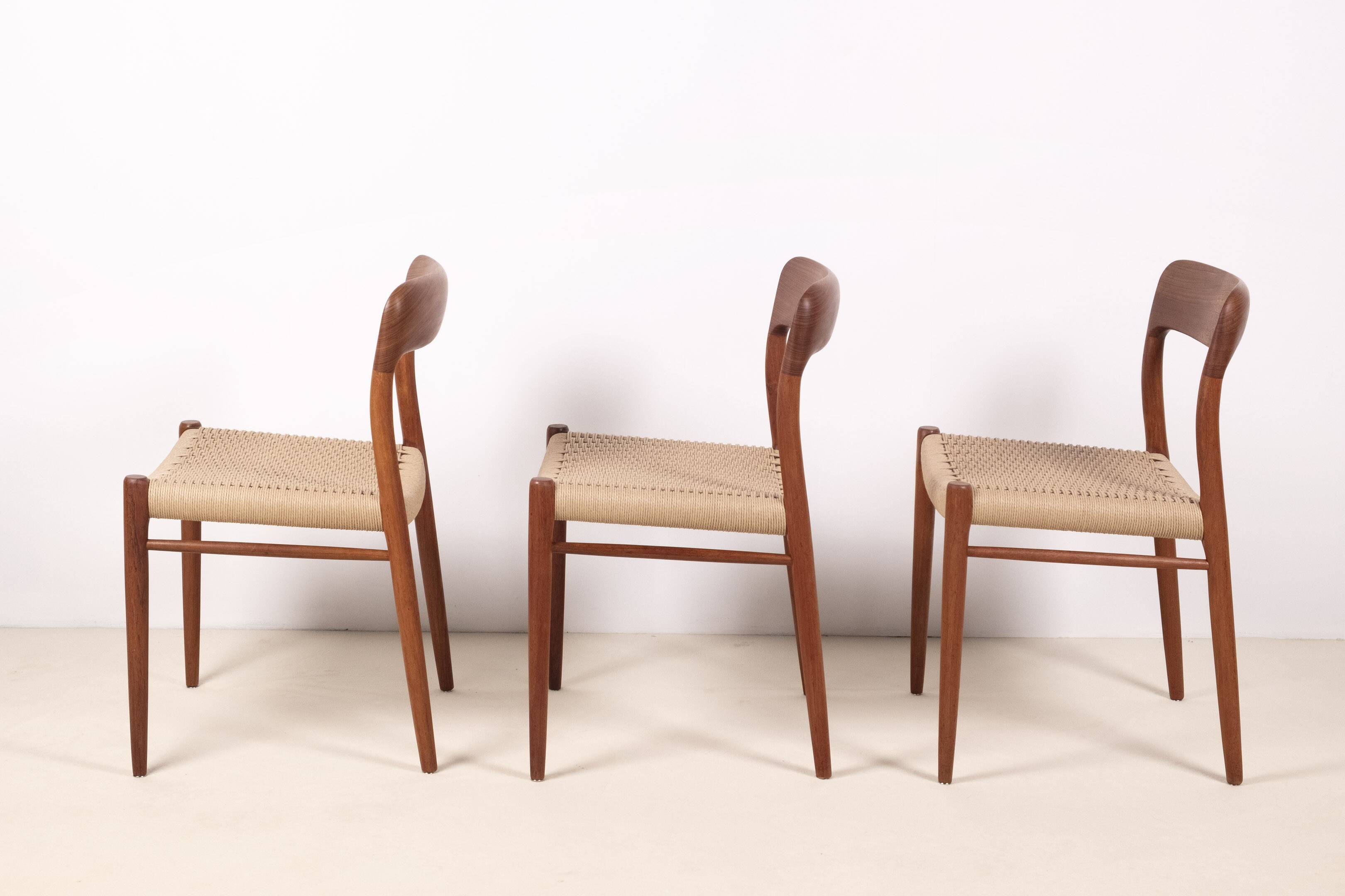 3x Niels Møller Chair Model 75 in Teak, 1960s Denmark