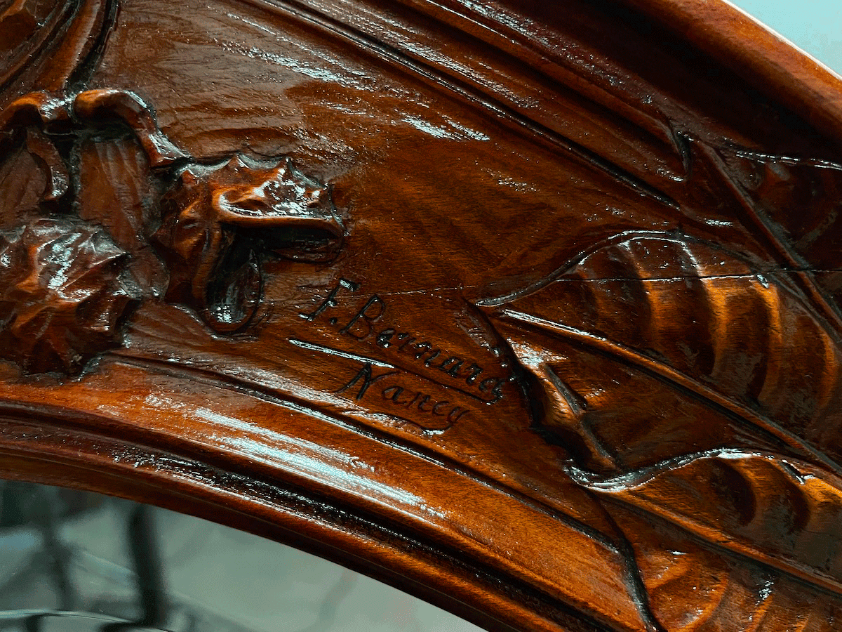 1900 three-leaf mahogany screen by Felix Bernard