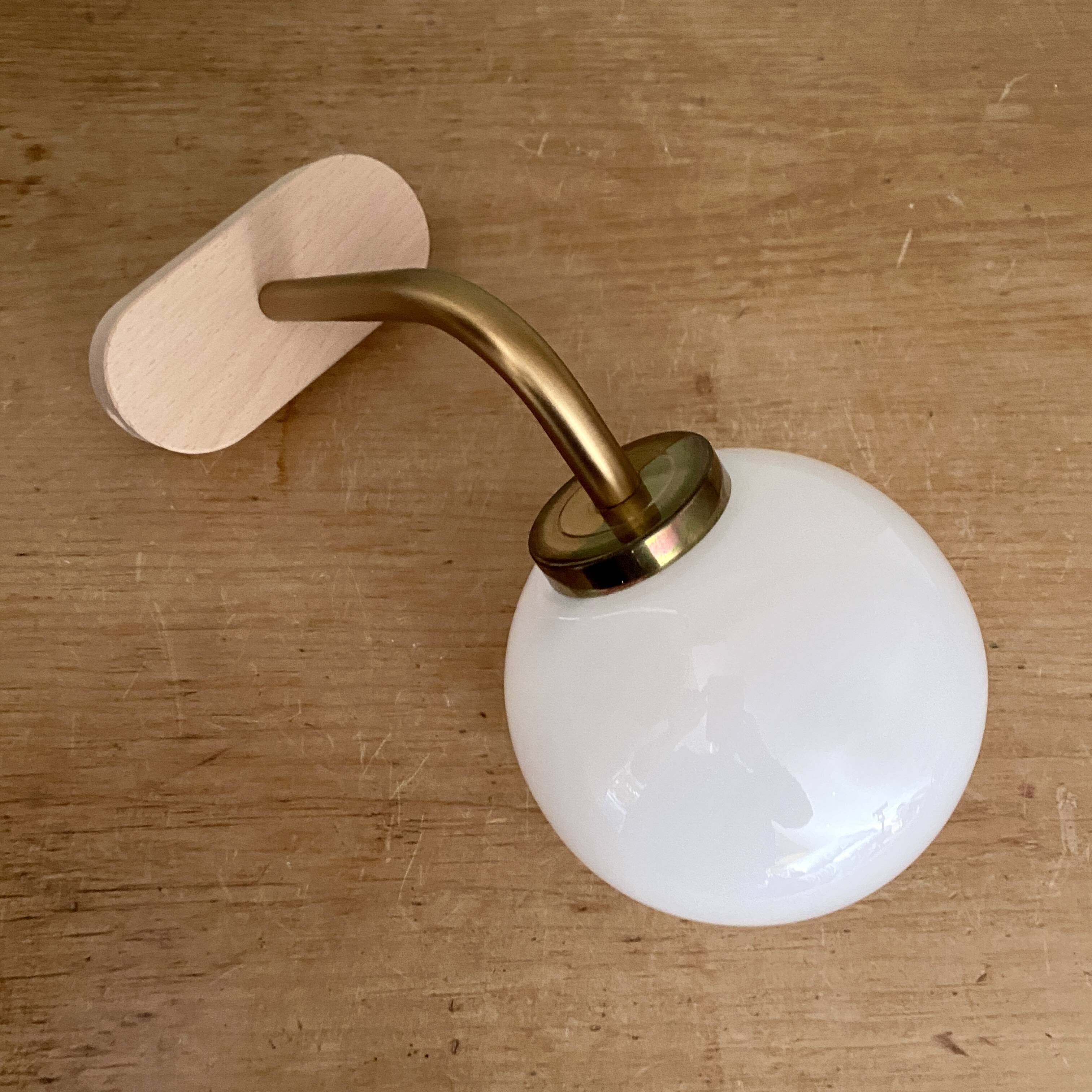Vintage globe wall lamp in white opaline