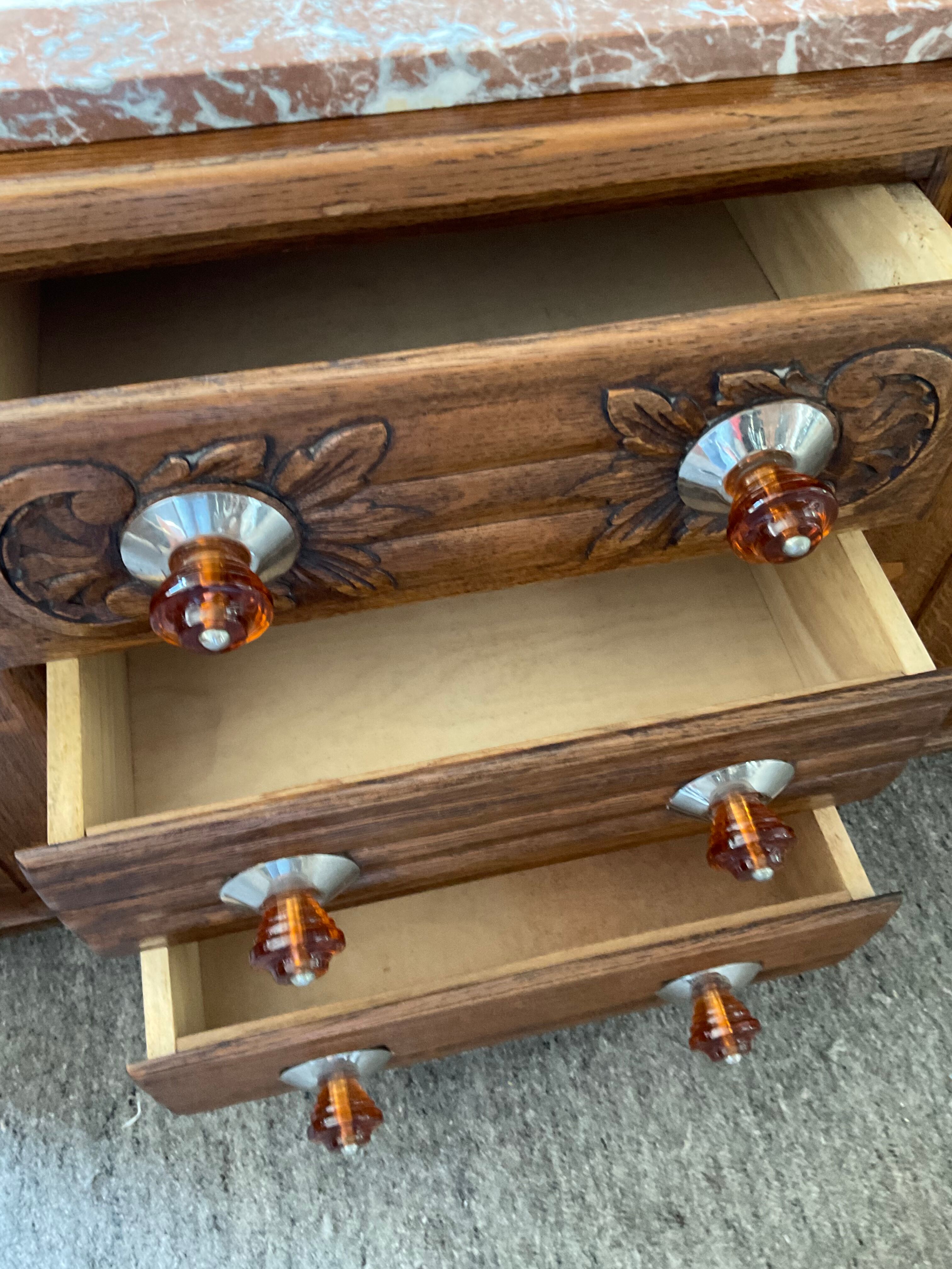 Art Deco sideboard in wood and marble
