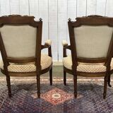 Pair of early 20th century Louis XVI armchairs in walnut