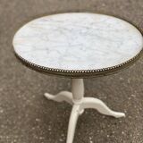 Pair of marble and ivory tripod pedestal tables