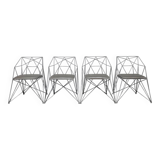 4x Geometric Wire Frame Dining Chairs, Rare
