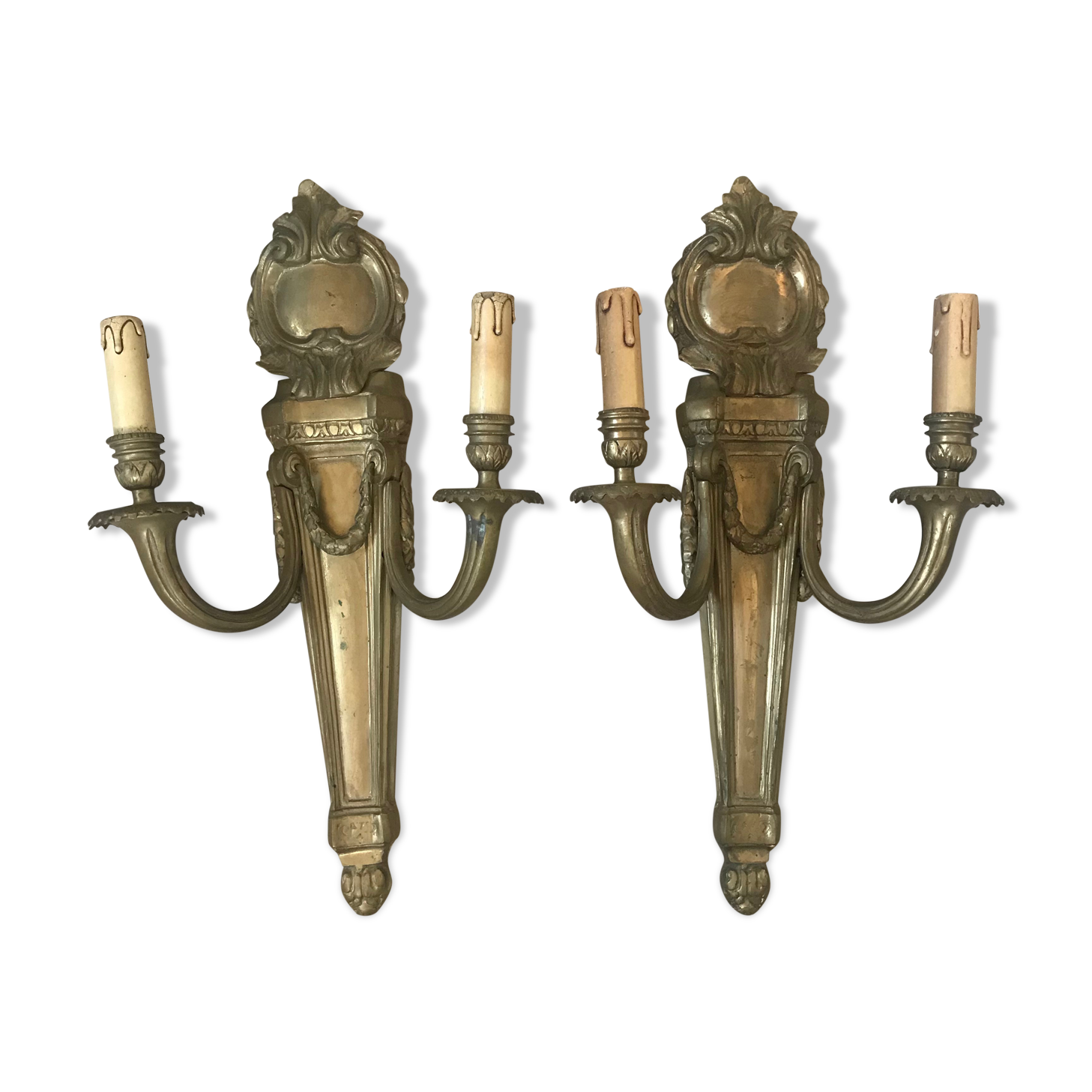 Pair of bronze castle appliques 55cm
