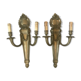 Pair of bronze castle appliques 55cm