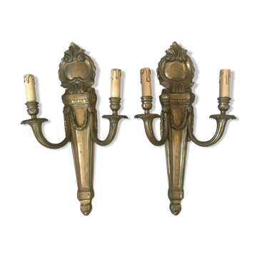 Pair of bronze castle appliques 55cm
