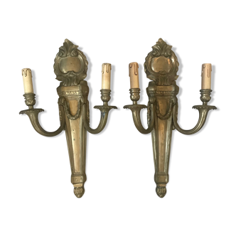 Pair of bronze castle appliques 55cm