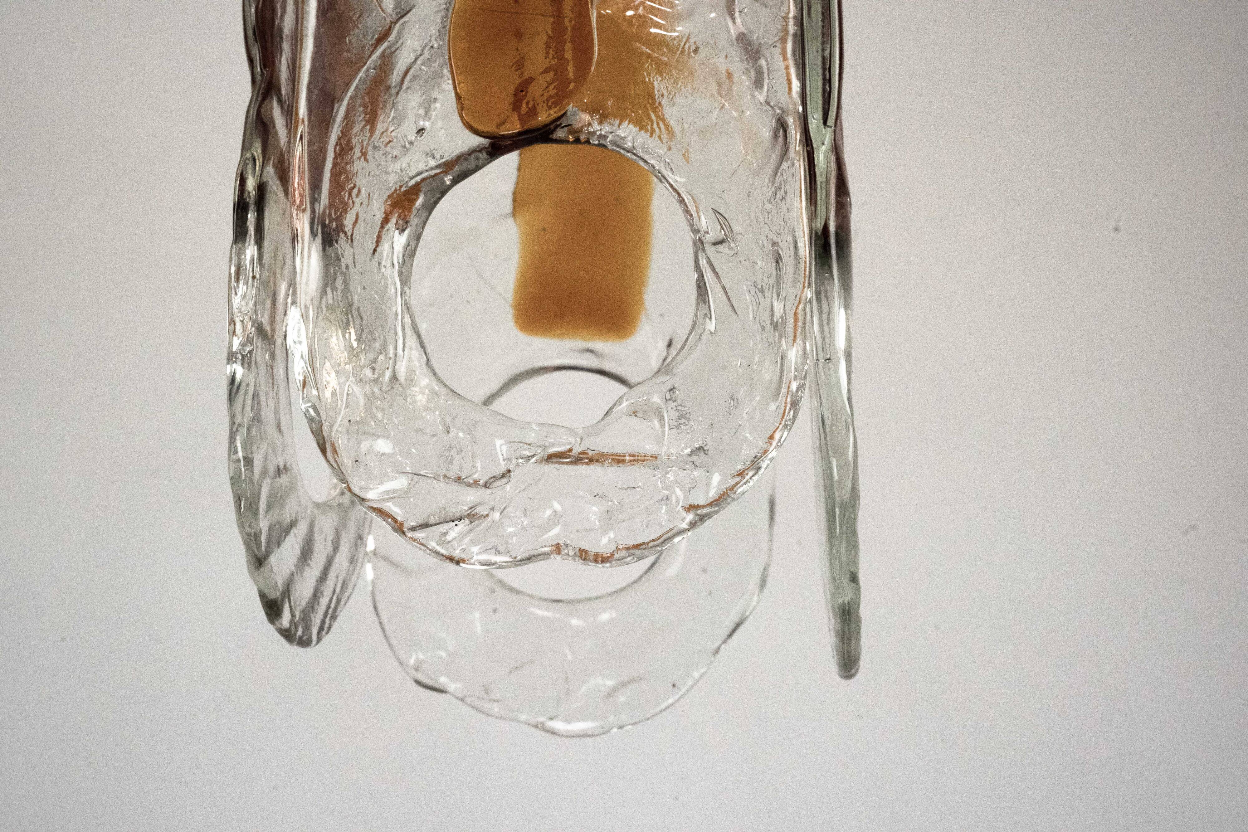 Italian Vintage Murano glass chandelier by Mazzega, model Occhio. Italy '70