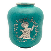 Gustavsberg vase Sweden signed Wilhelm Kage "Argenta", 1950