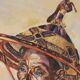 Large portrait of a Beninese man in traditional hat by Pierre Matossy (1891-1969)
