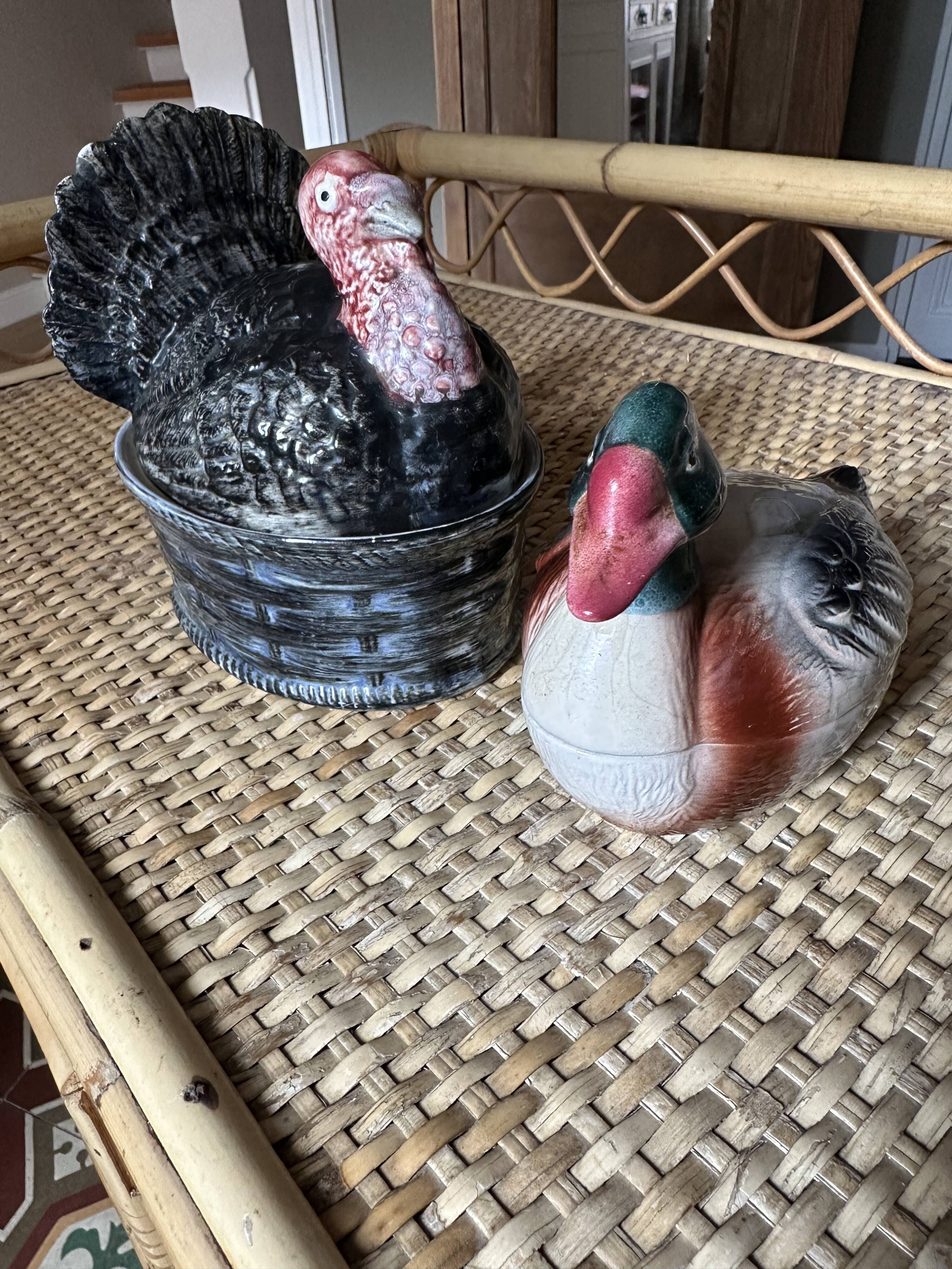 Duo of animal terrines signed Michel Caugant – Duck & Turkey