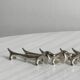 6 white stainless steel metal dachshund dog knife holders