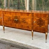 Art Deco sideboard in glossy burr walnut 1940 240cm