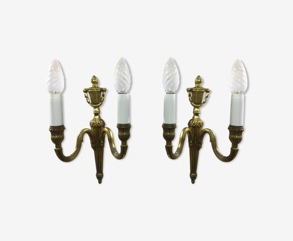 Paire d'appliques Louis XVI Bronze