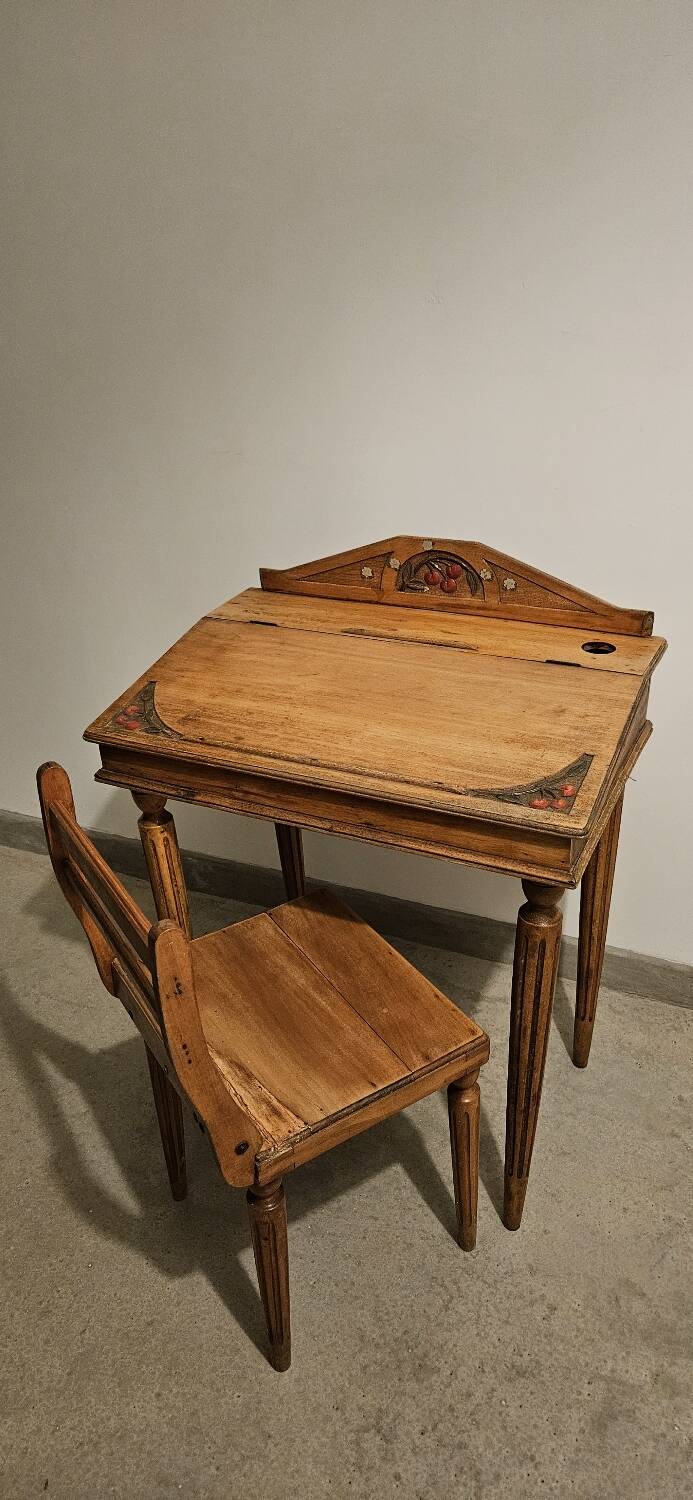 Ensemble pupitre d'écolier et sa chaise vintage