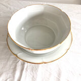 Tableware service 40 pieces in white and gilded porcelain CG Cie France Limoges