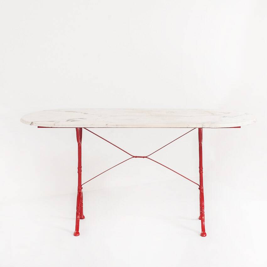 Vintage bistro table. Cast iron and marble. France, 1950s.