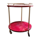 Aldo Tura bar cart, red goat leather, mid-century Italian / Hollywood Regency
