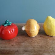 salière poivrier en barbotine tomate oignon citron