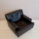 Square Armchair in Dark Brown Leather by Marco Zanuso for Arflex, 1960s