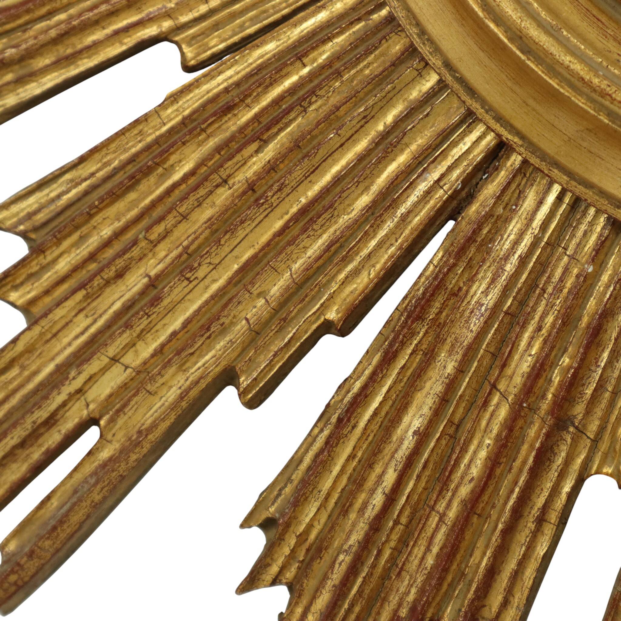 Large Deknudt Sunburst Gold Leaf Sun Mirror Sixties