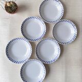 6 “checkerboard” soup plates Moulin des Loups