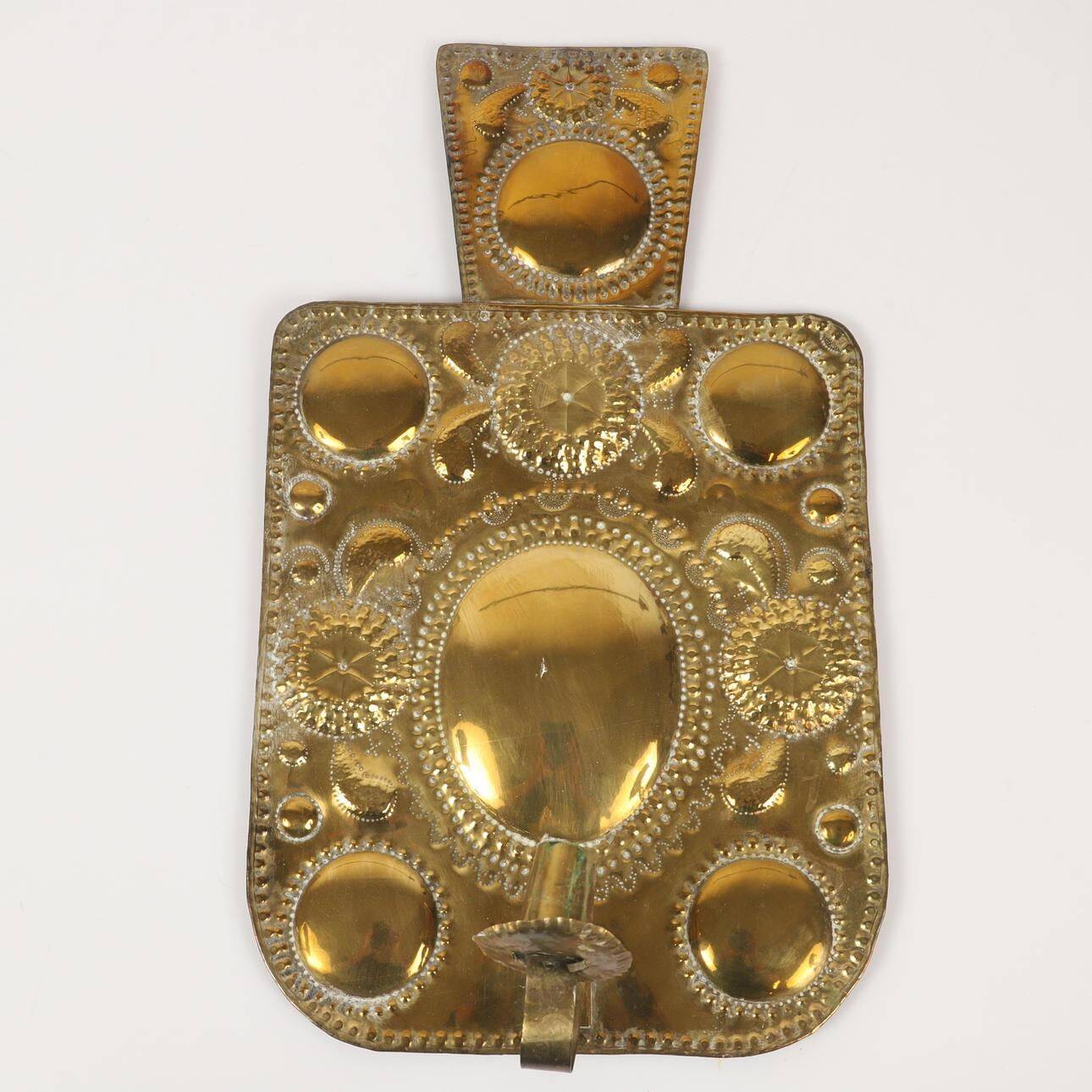 Pair of large baroque-style brass wall sconces, Swedish mid-century