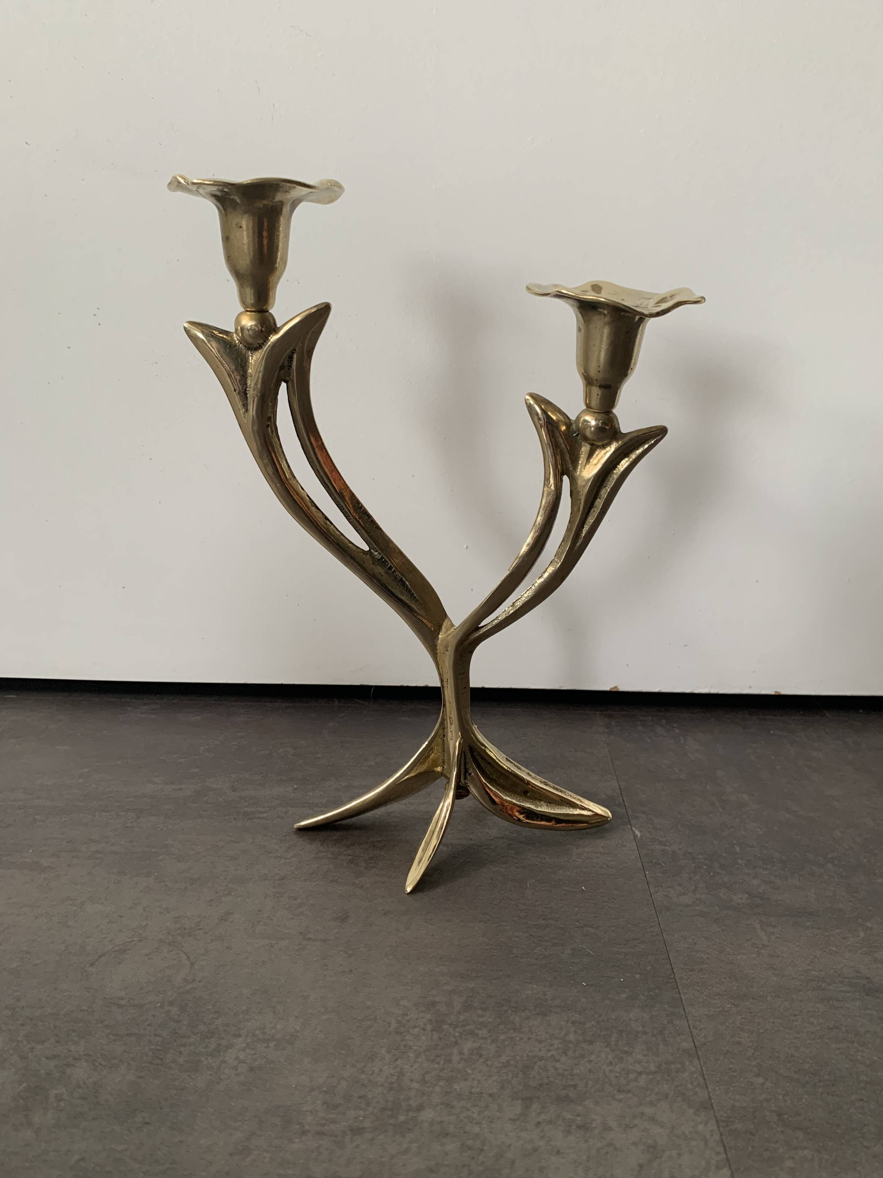 brutalist double flame chandelier