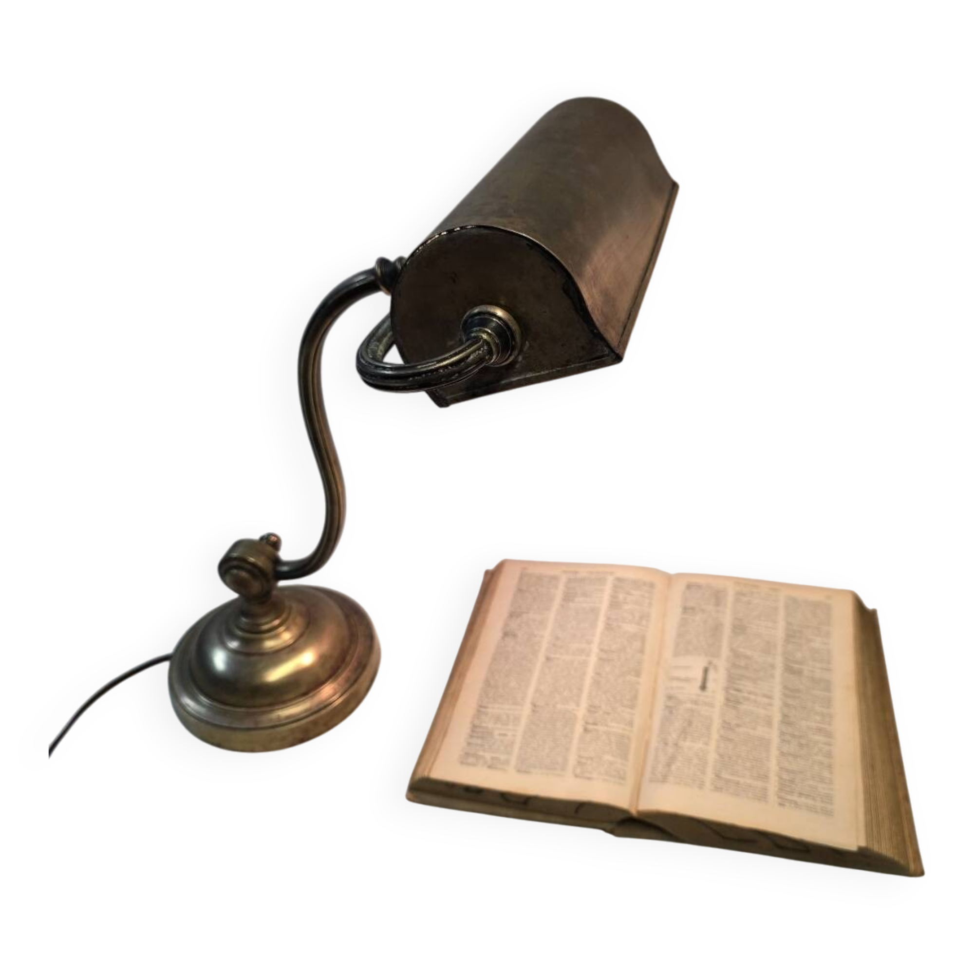 Antique brass desk lamp from a notary.