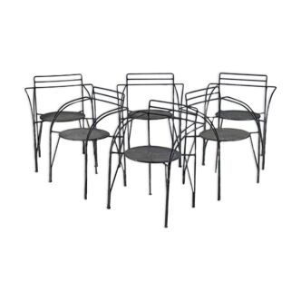 Set of 6 grey armchairs by designer Pascal Mourgue