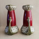 Pair of fives-lille art nouveau vases with handles