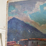 Painting signed sunny village soft colors