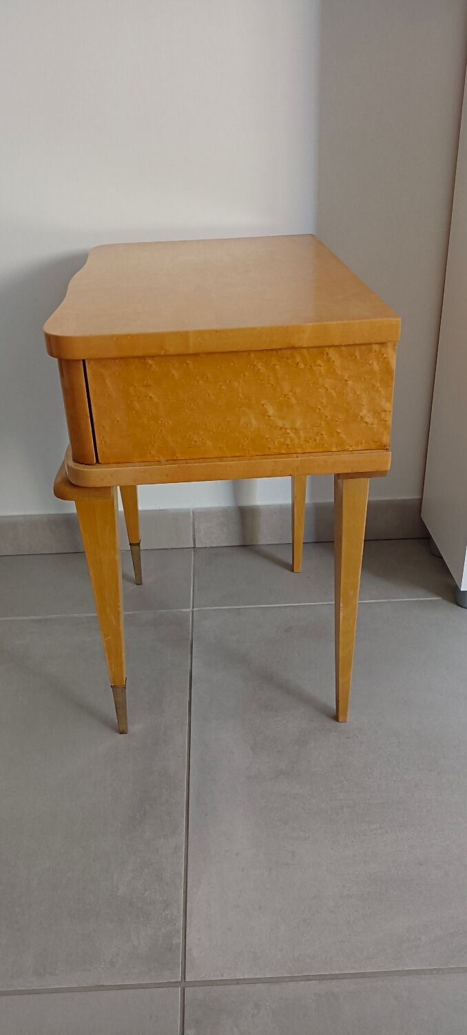 Table d'appoint chevet bout de canapé en bois clair style art déco