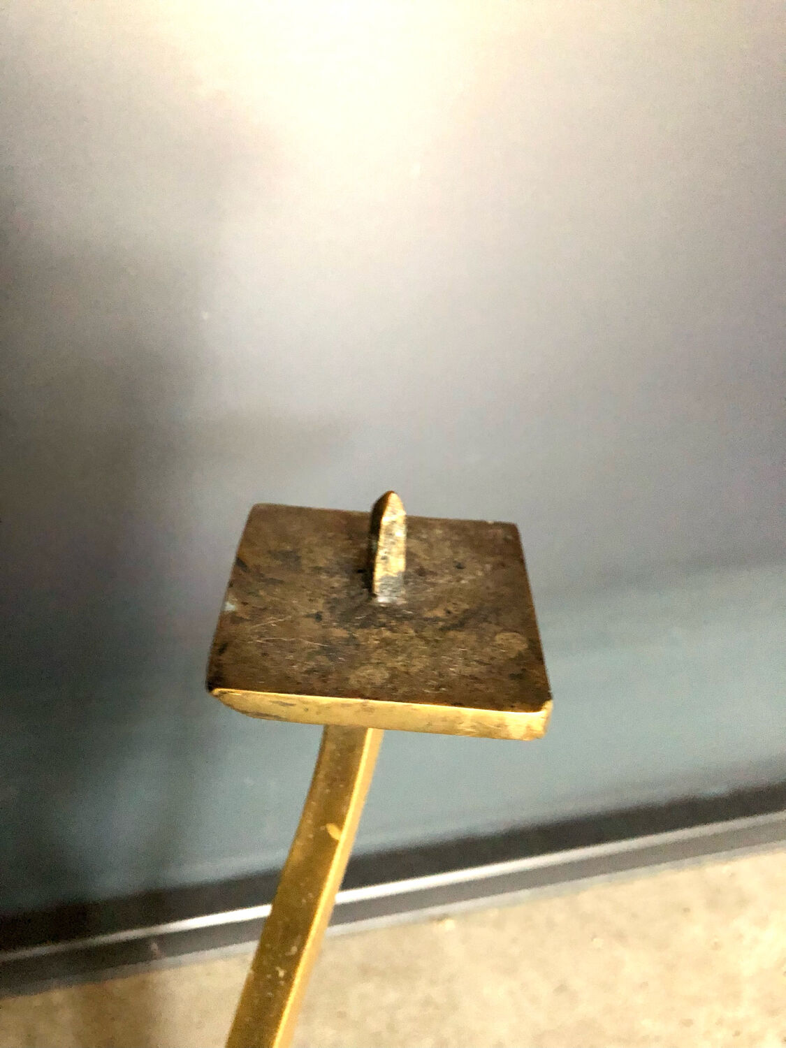 Brutalist golden candle holder
